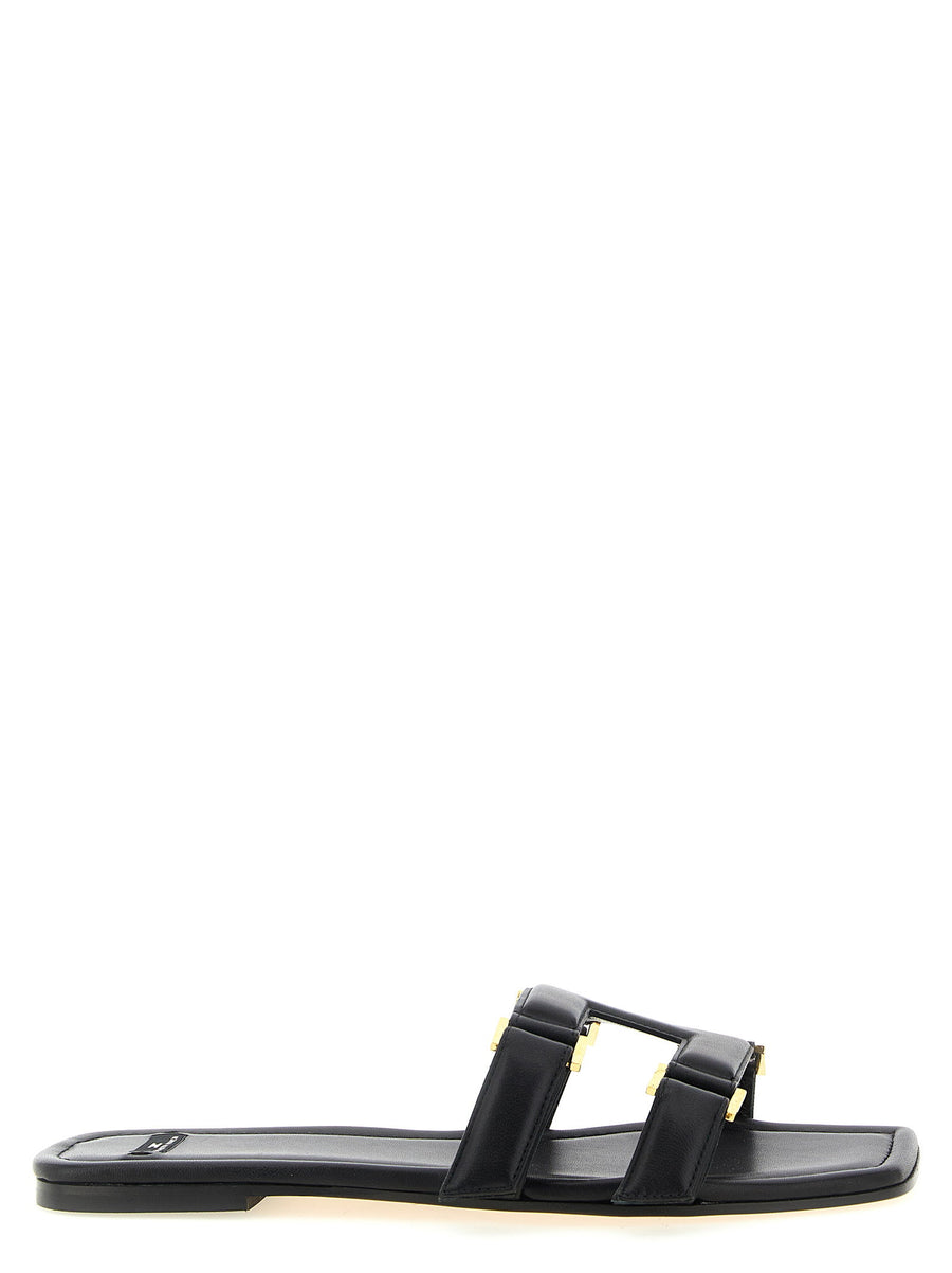 Elisabetta Franchi Nappa Leather Sandals For Women Luxurious Comfort Adjustable Straps Black