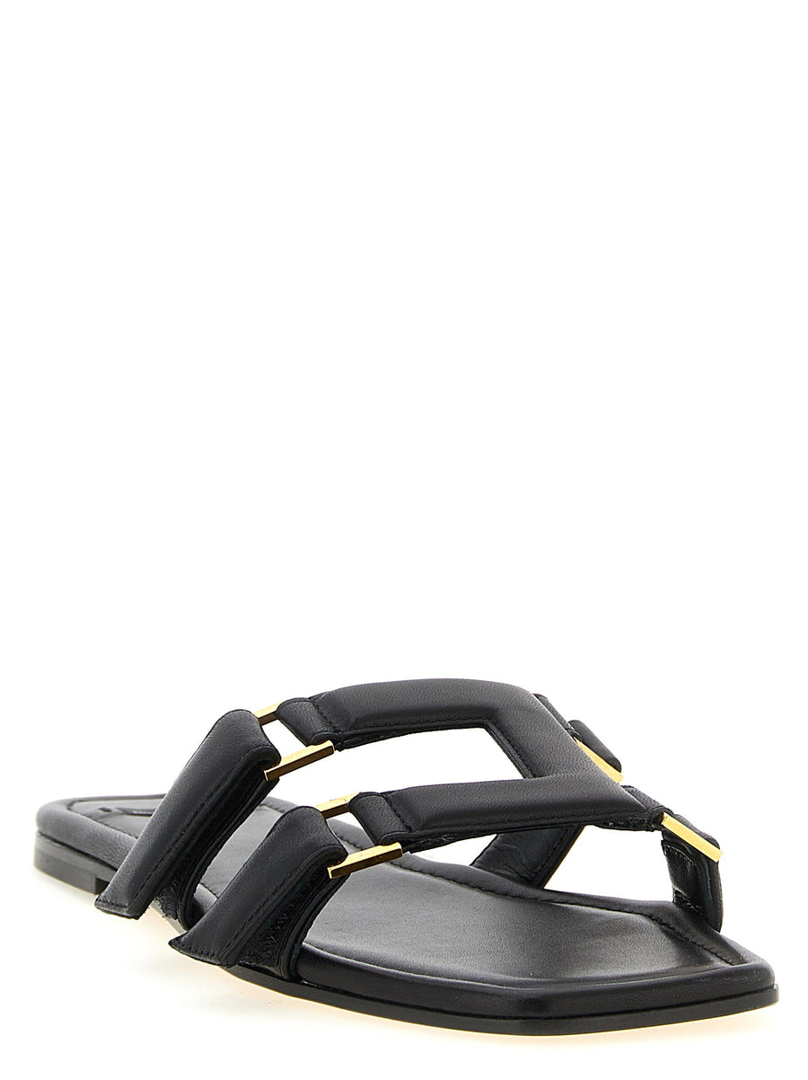 Elisabetta Franchi Nappa Leather Sandals For Women Luxurious Comfort Adjustable Straps Black