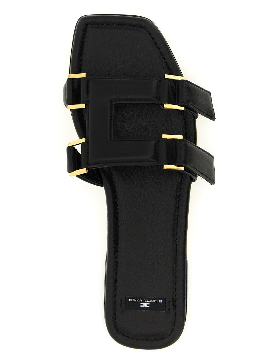 Elisabetta Franchi Nappa Leather Sandals For Women Luxurious Comfort Adjustable Straps Black