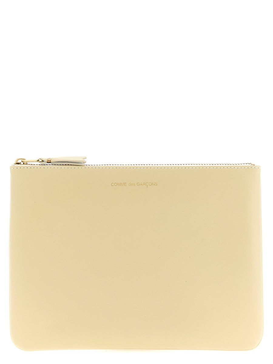 Comme Des Garcons Wallet Arecalf Classic Line for Men Beige Calfskin Zip Closure