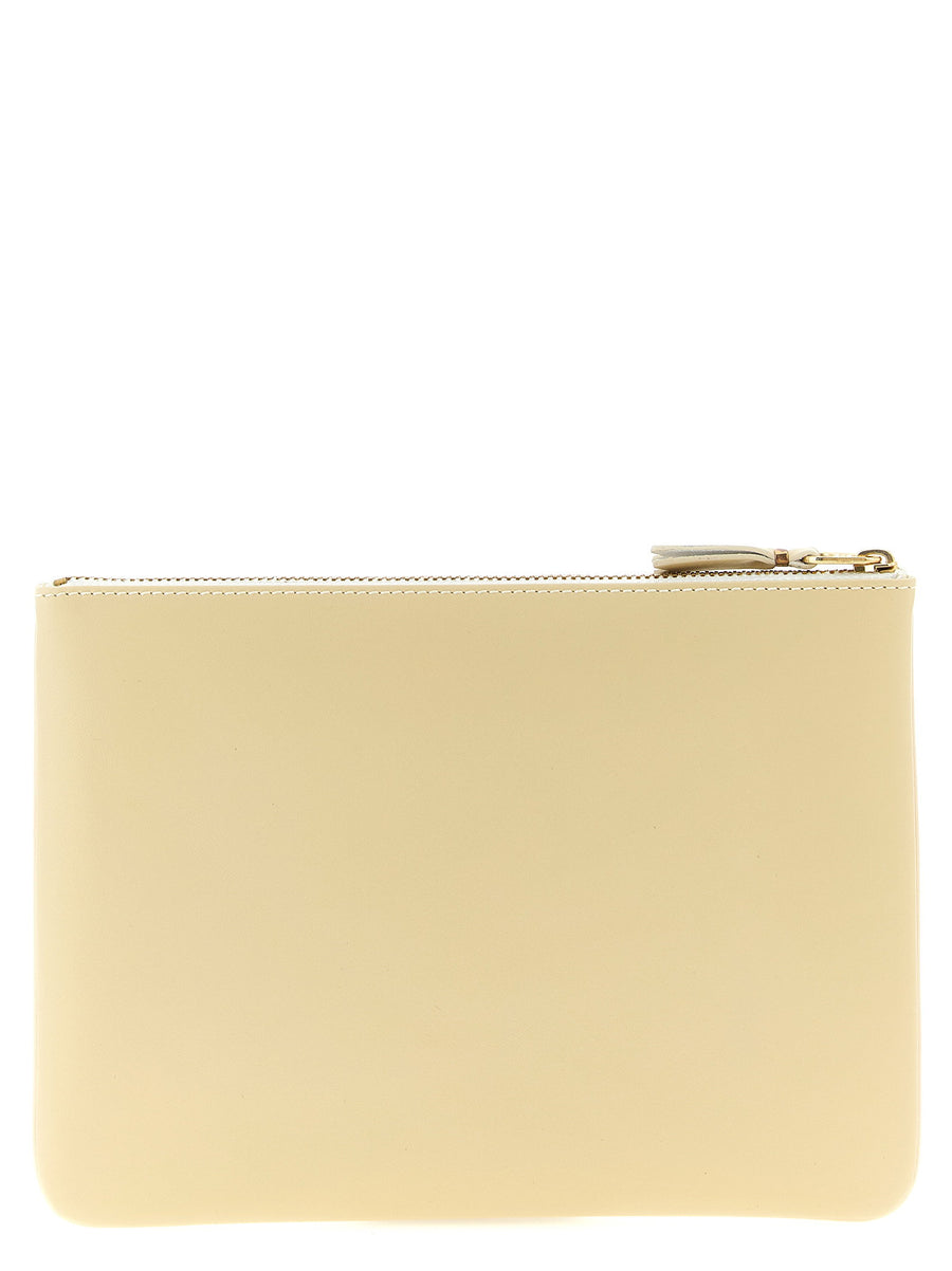 Comme Des Garcons Wallet Arecalf Classic Line for Men Beige Calfskin Zip Closure