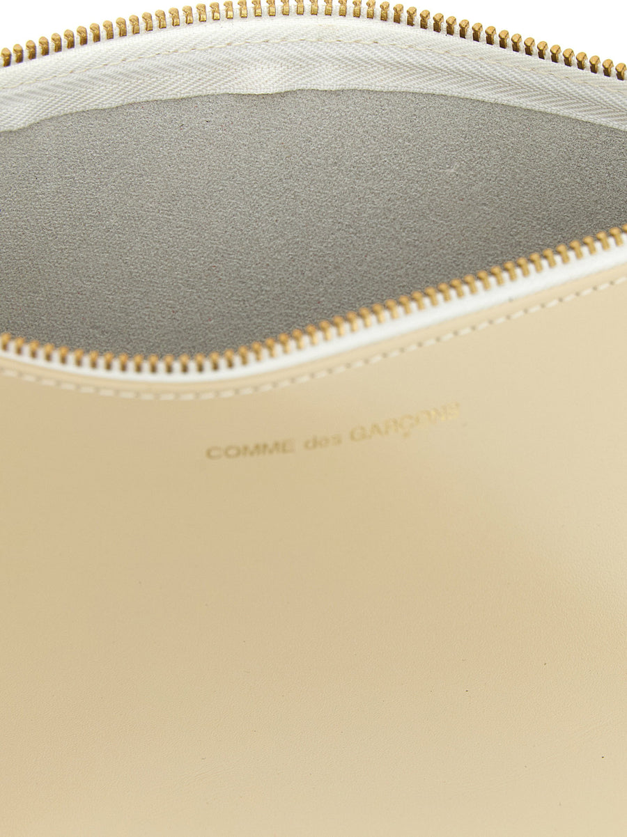 Comme Des Garcons Wallet Arecalf Classic Line for Men Beige Calfskin Zip Closure