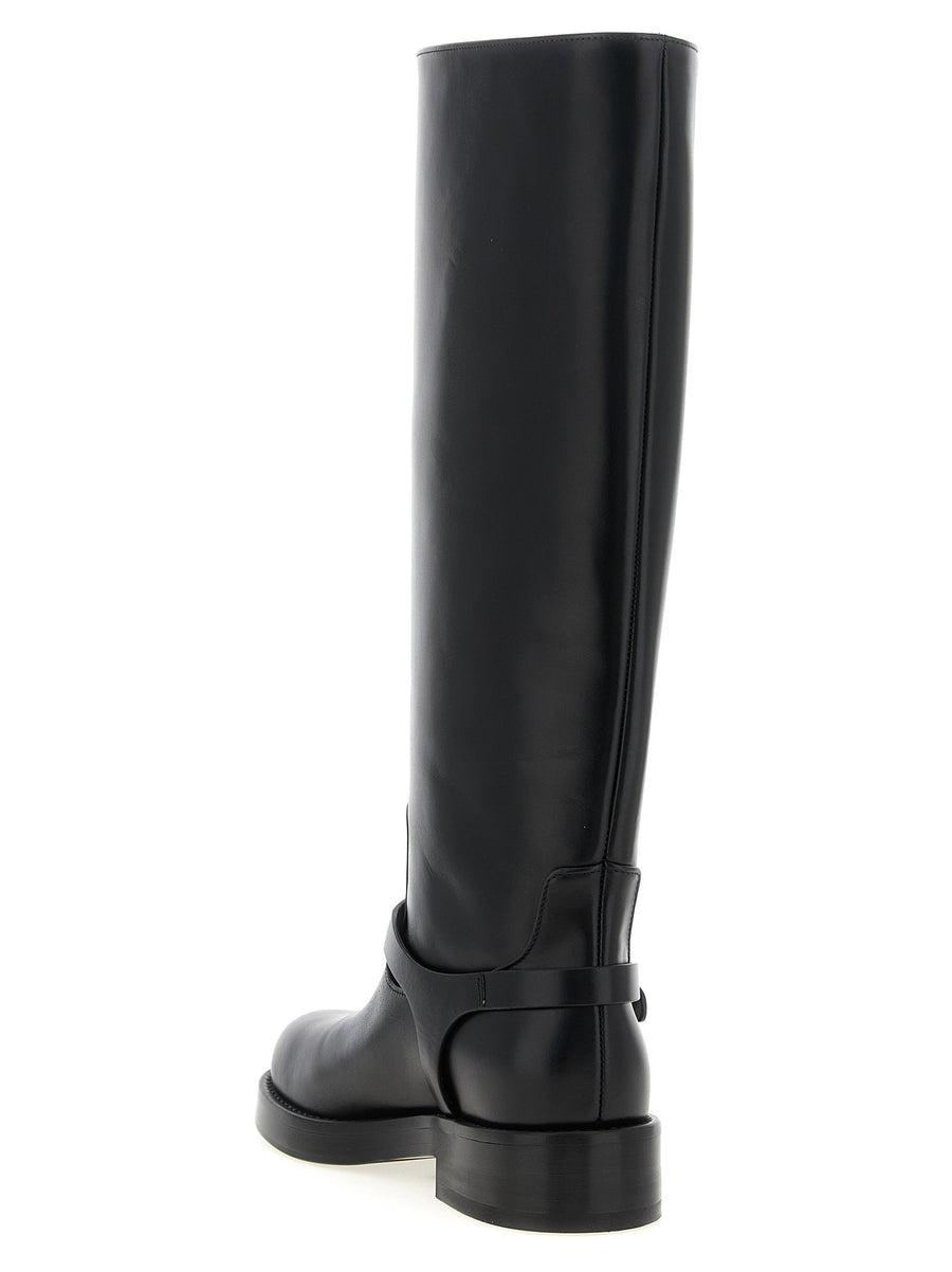 Elisabetta Franchi Logo Strap Boots for Women Premium Calfskin Leather with Logo Plaque