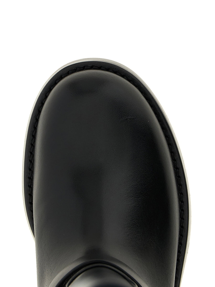 Elisabetta Franchi Logo Strap Boots for Women Premium Calfskin Leather with Logo Plaque