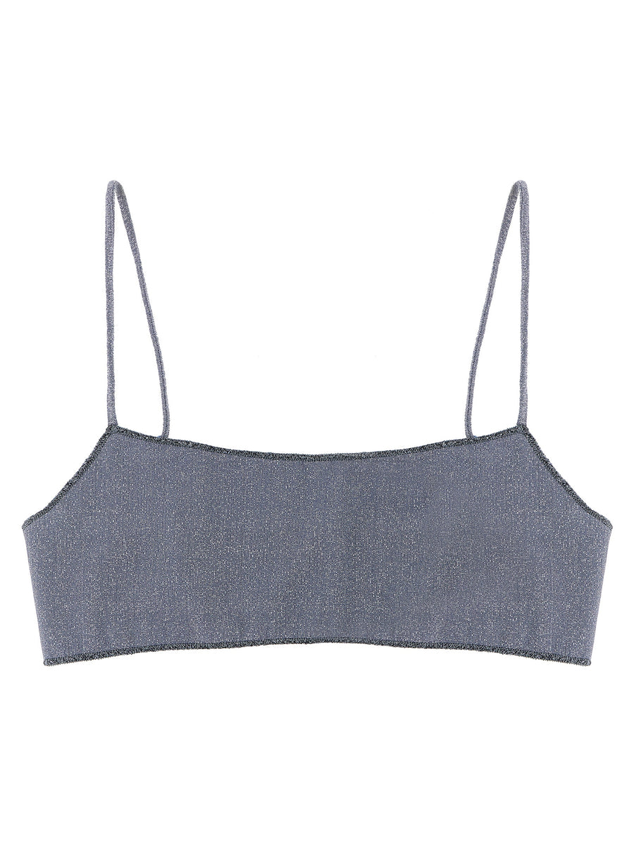 MC2 Saint Barth Sadie Bralette Bikini Top Blue Lurex Shimmer True To Size Fit For Women