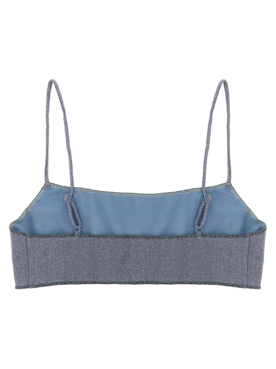 MC2 Saint Barth Sadie Bralette Bikini Top Blue Lurex Shimmer True To Size Fit For Women