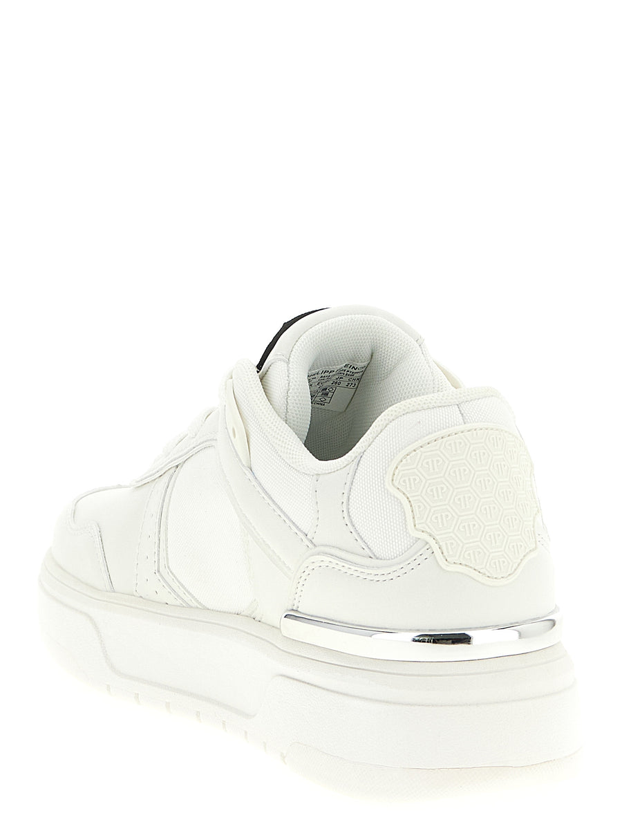 Philipp Plein Sk8r Sneakers White Leather Effect Upper With Canvas Panels Cushioned Comfort For Men