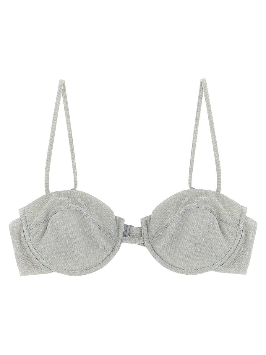 Mc2 Saint Barth Salina Bikini Top Silver Stretch Lurex Bralette Underwire