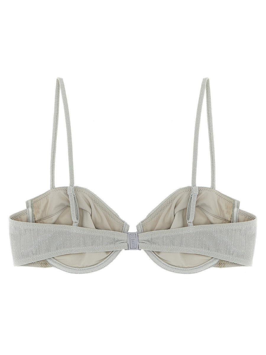 Mc2 Saint Barth Salina Bikini Top Silver Stretch Lurex Bralette Underwire