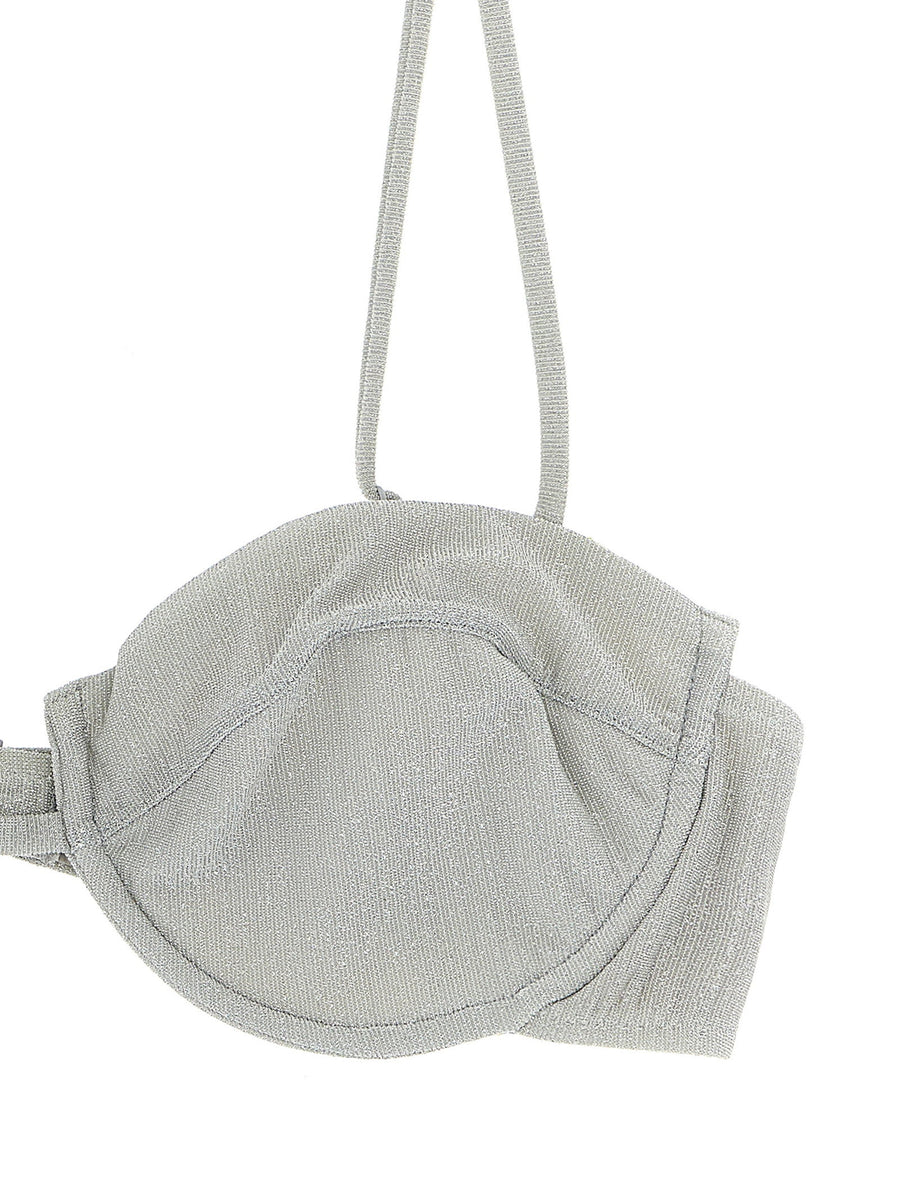 Mc2 Saint Barth Salina Bikini Top Silver Stretch Lurex Bralette Underwire