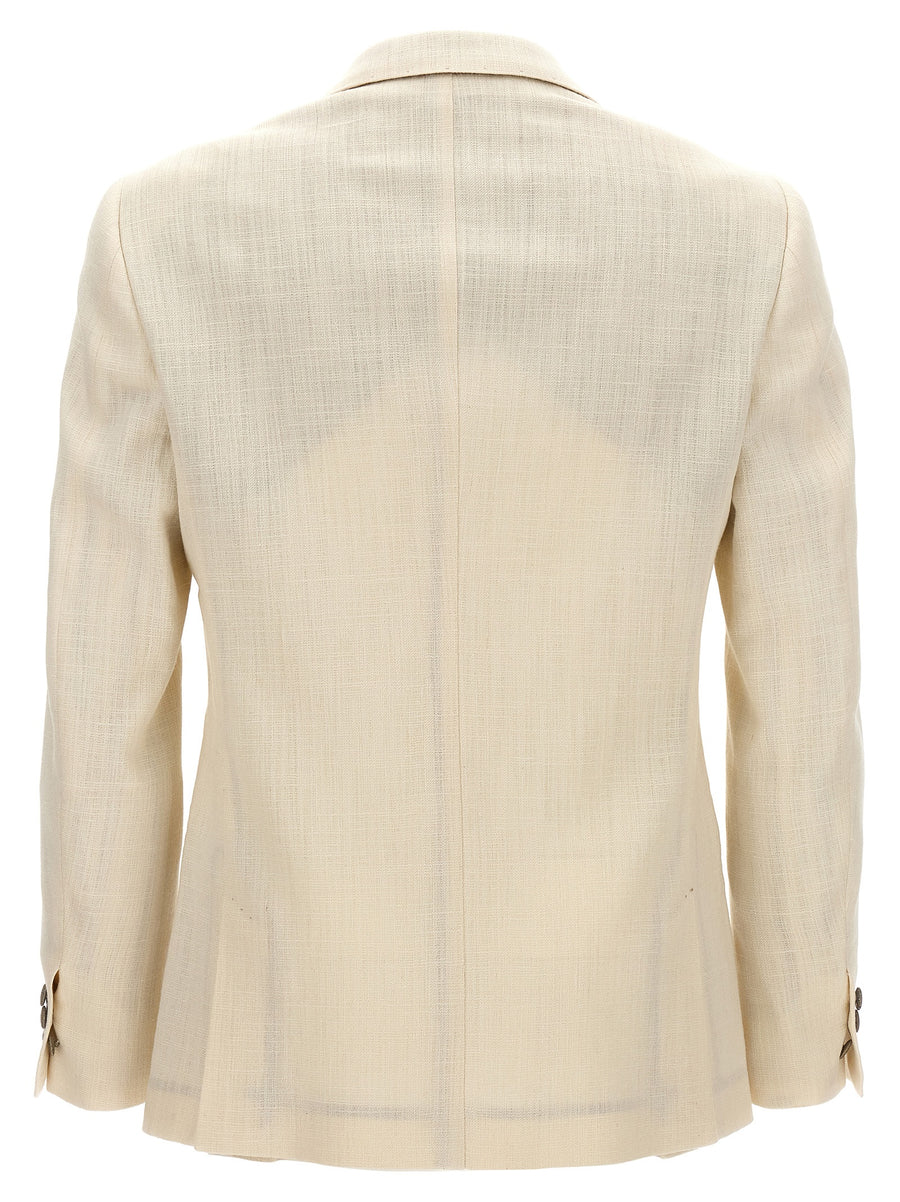 Maurizio Miri Silk-Blend Double-Breasted White Blazer For Men Luxe Tailoring Wardrobe Essential