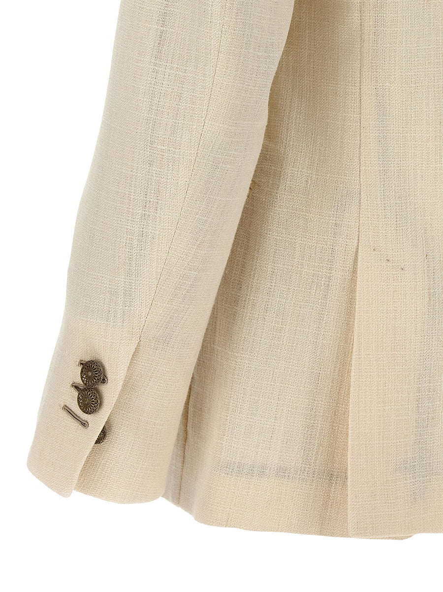 Maurizio Miri Silk-Blend Double-Breasted White Blazer For Men Luxe Tailoring Wardrobe Essential