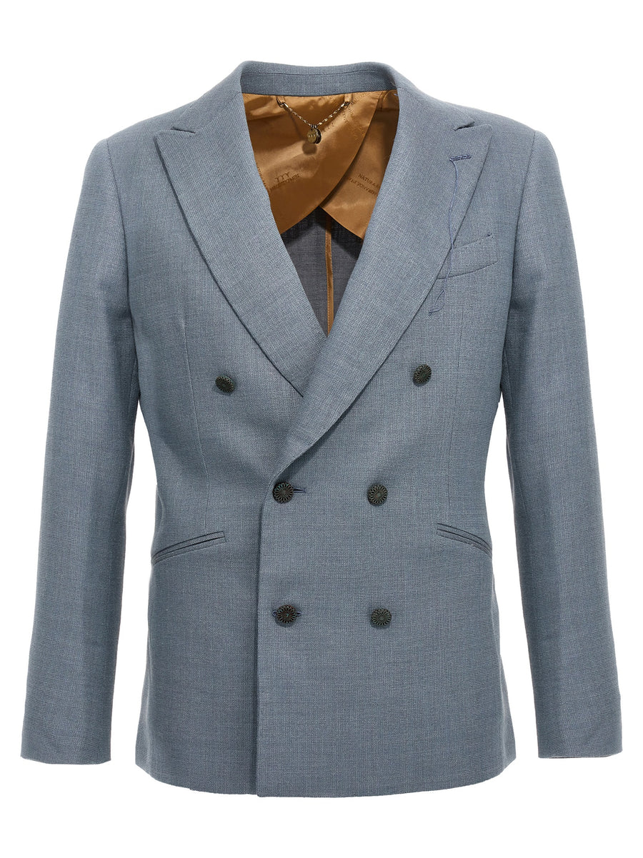 Maurizio Miri Double Breasted Blazer Silk Blend For Women Luxurious Draped Comfort