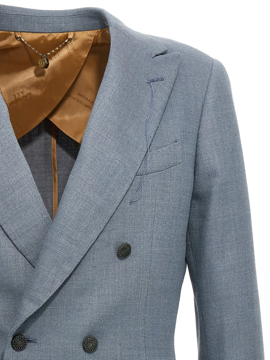 Maurizio Miri Double Breasted Blazer Silk Blend For Women Luxurious Draped Comfort