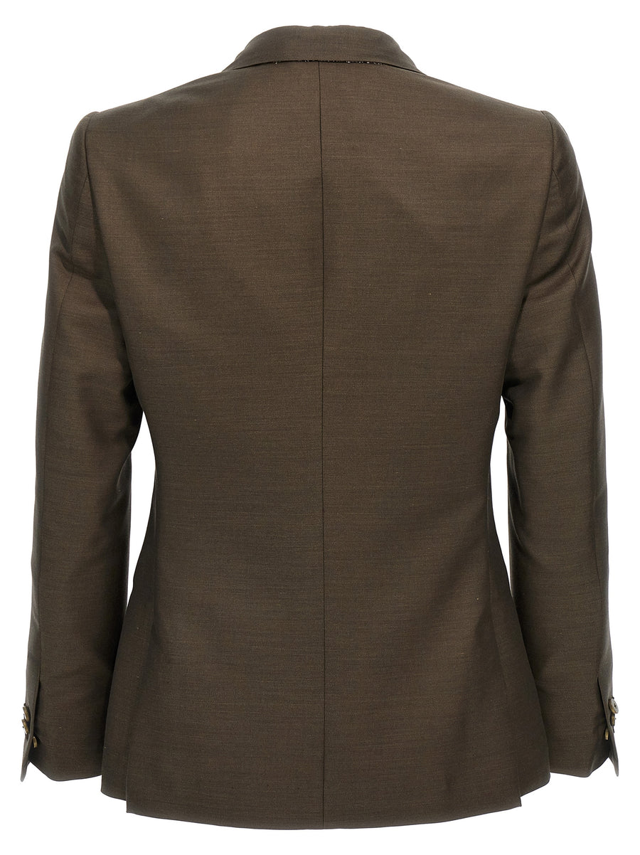 Maurizio Miri Green Wool Blend Double Breasted Blazer For Men Timeless Polished Officewear And Smart Casual