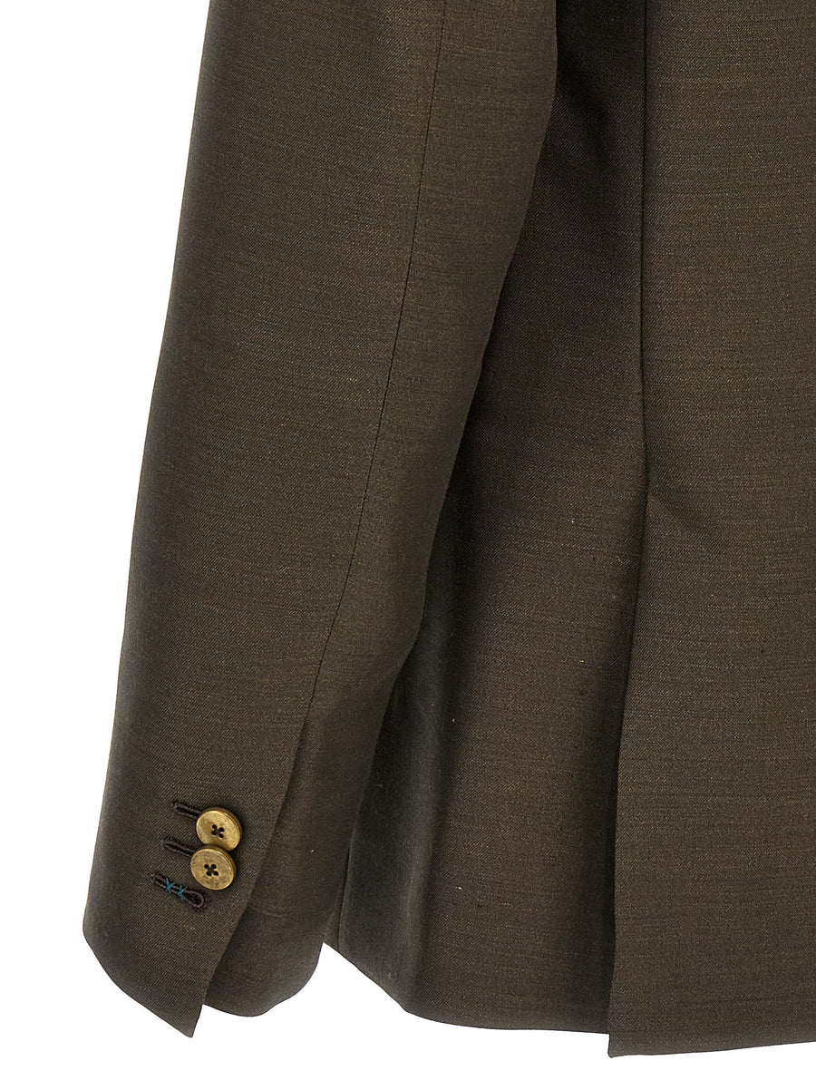 Maurizio Miri Green Wool Blend Double Breasted Blazer For Men Timeless Polished Officewear And Smart Casual