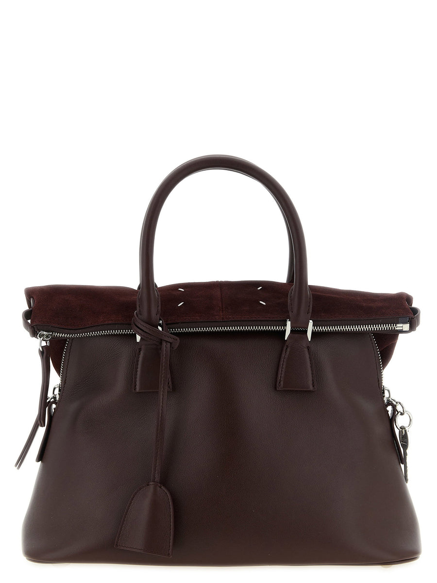 Maison Margiela 5ac Soft Shoulder Bag Bordeaux Calfskin Leather With Deconstructed Silhouette For Women One Size