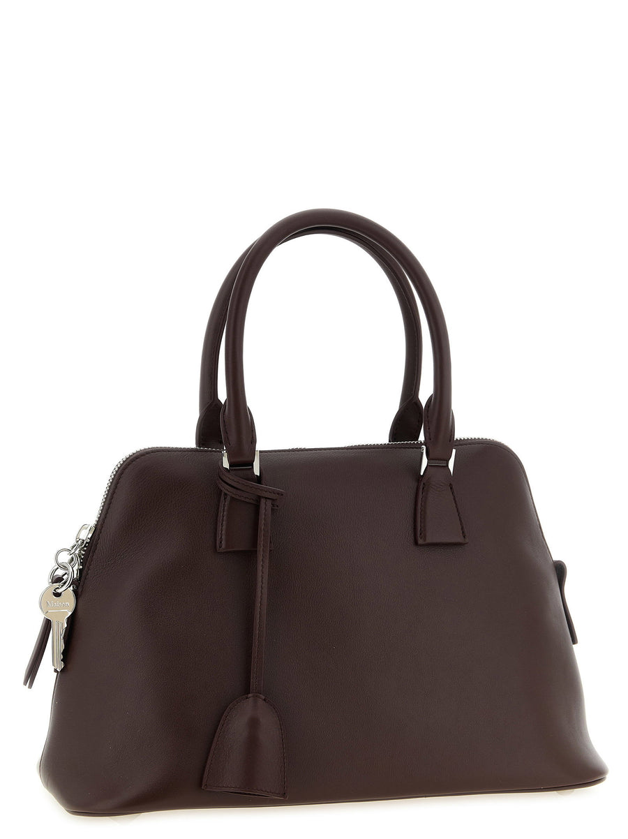 Maison Margiela 5ac Soft Shoulder Bag Bordeaux Calfskin Leather With Deconstructed Silhouette For Women One Size