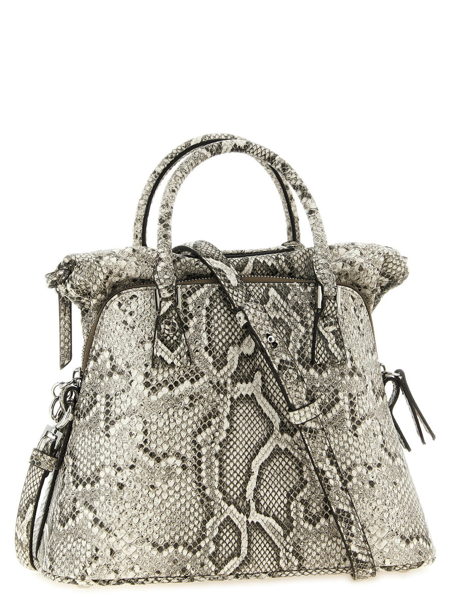 Maison Margiela 5ac Classique Mini Shoulder Bag Elegant Gray Goat Leather Python Print For Women