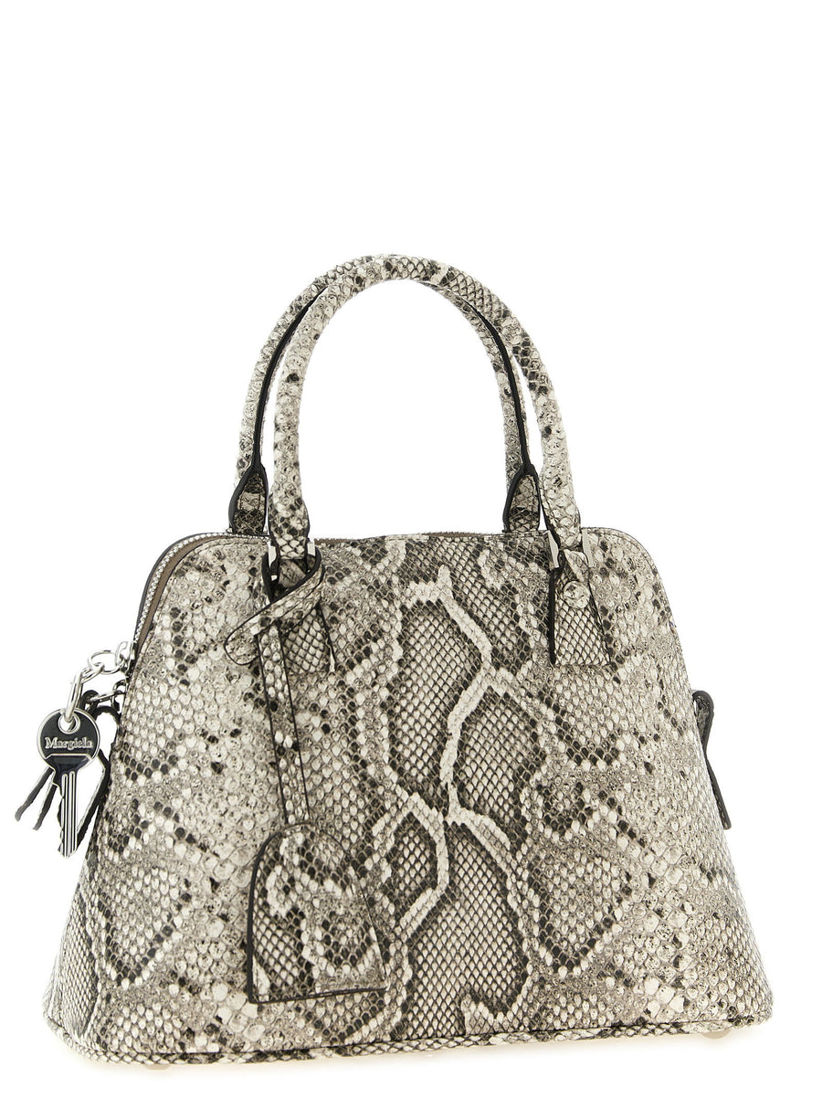 Maison Margiela 5ac Classique Mini Shoulder Bag Elegant Gray Goat Leather Python Print For Women