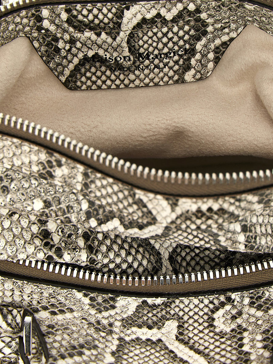 Maison Margiela 5ac Classique Mini Shoulder Bag Elegant Gray Goat Leather Python Print For Women