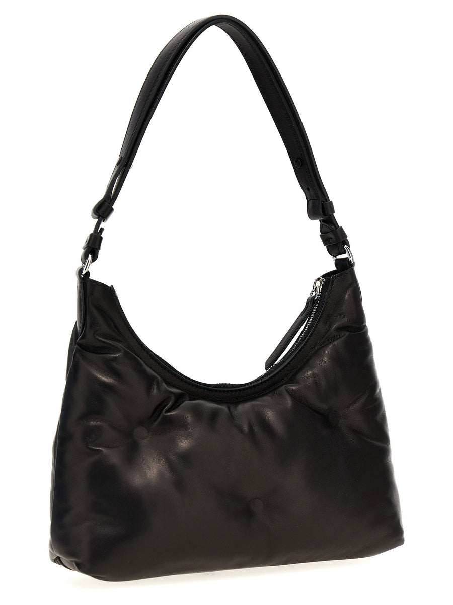 Maison Margiela Glam Slam Quilted Lamb Leather Shoulder Bag For Women Small Hobo With Zip Closure