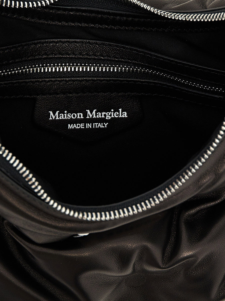 Maison Margiela Glam Slam Quilted Lamb Leather Shoulder Bag For Women Small Hobo With Zip Closure