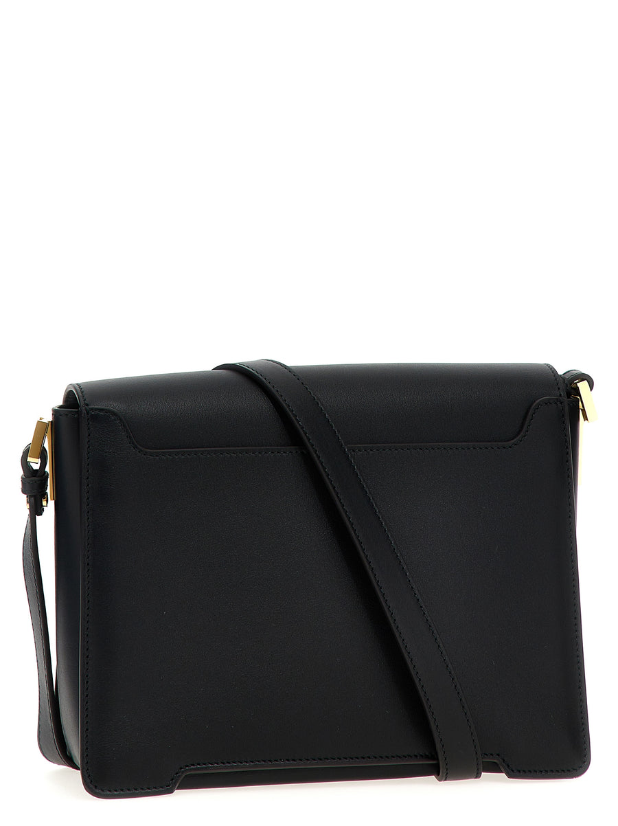 Marni Trunkaroo Medium Shoulder Bag For Women Calfskin Leather Magnetic Flap Closure Removable Strap