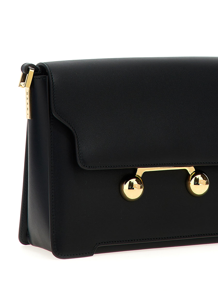 Marni Trunkaroo Medium Shoulder Bag For Women Calfskin Leather Magnetic Flap Closure Removable Strap