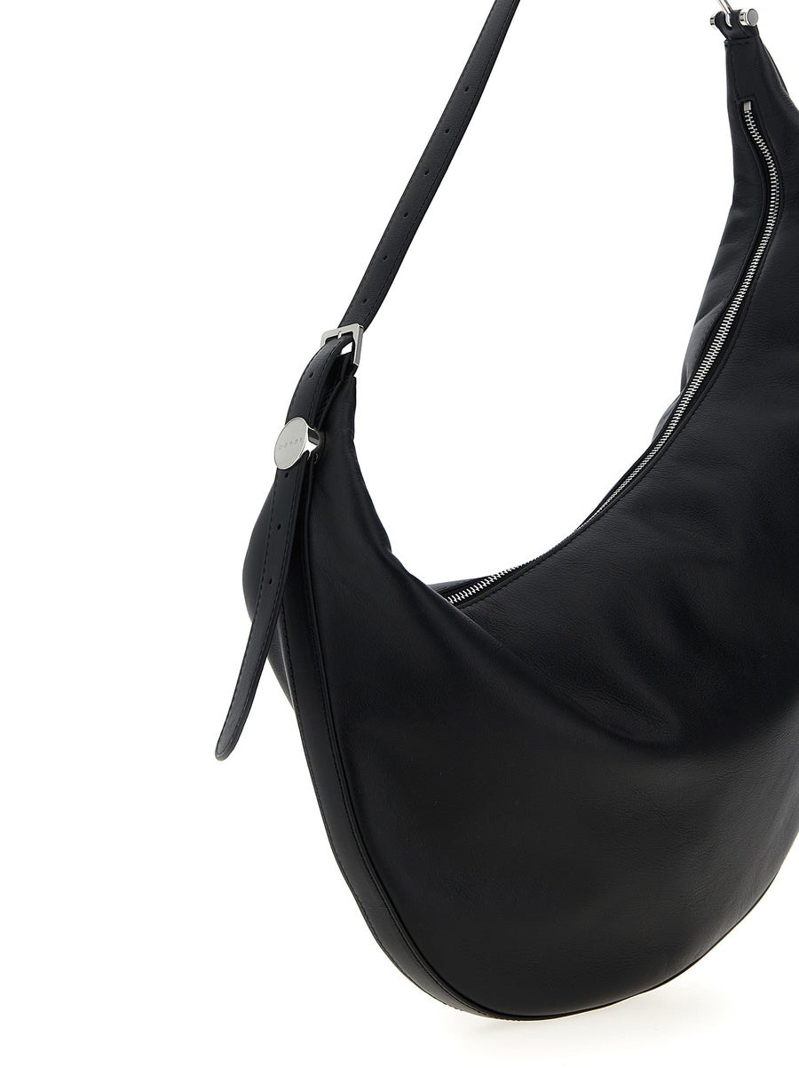 Marni Hobo Bag for Women Small Calfskin Shoulder Bag with Crescent Silhouette and Top Zip