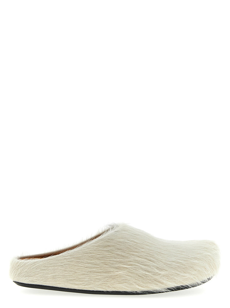 Marni Fussbett Sabots For Men Luxury White Calfskin Leather Insole Knurled Sole