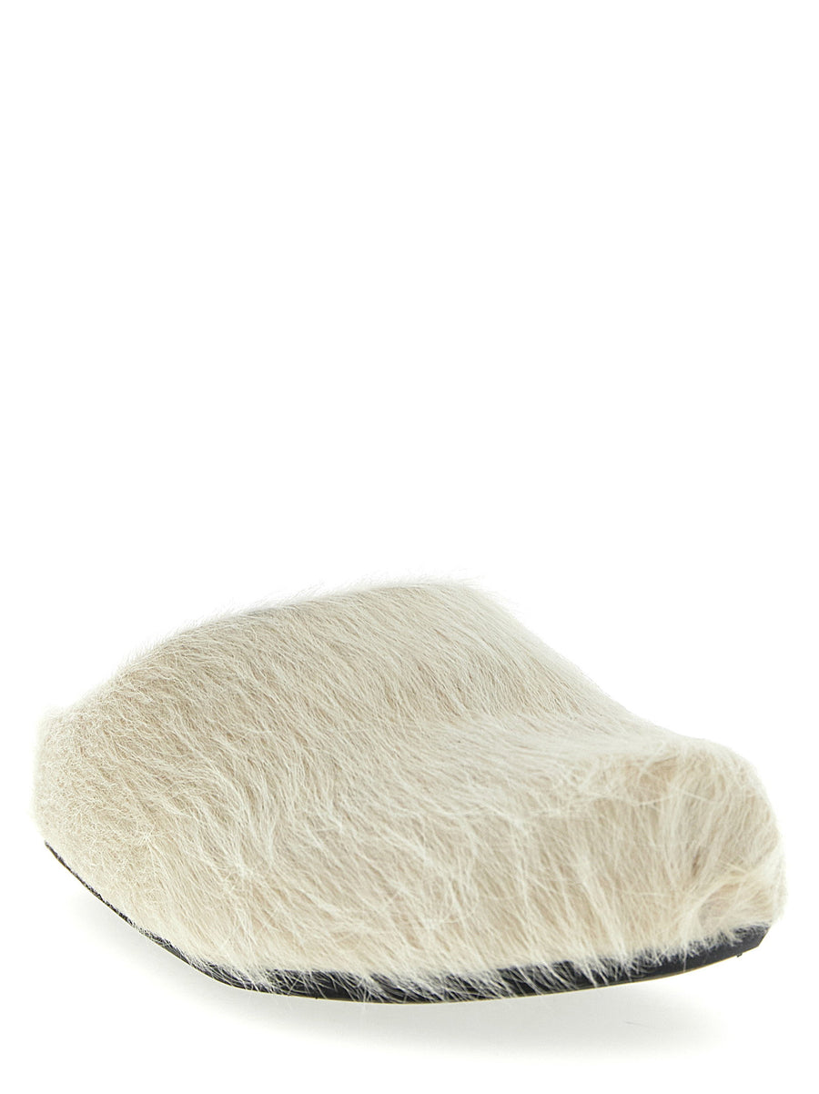 Marni Fussbett Sabots For Men Luxury White Calfskin Leather Insole Knurled Sole