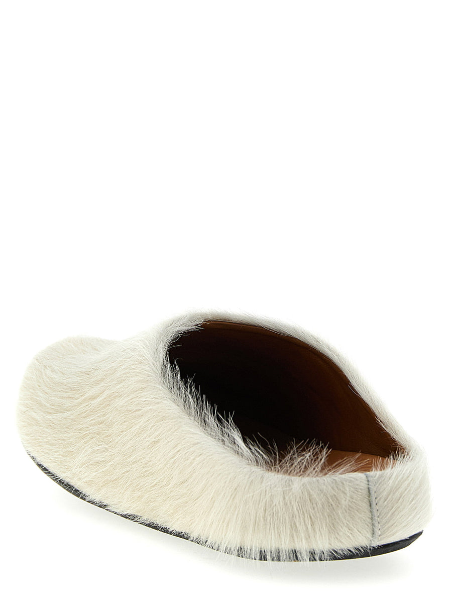 Marni Fussbett Sabots For Men Luxury White Calfskin Leather Insole Knurled Sole