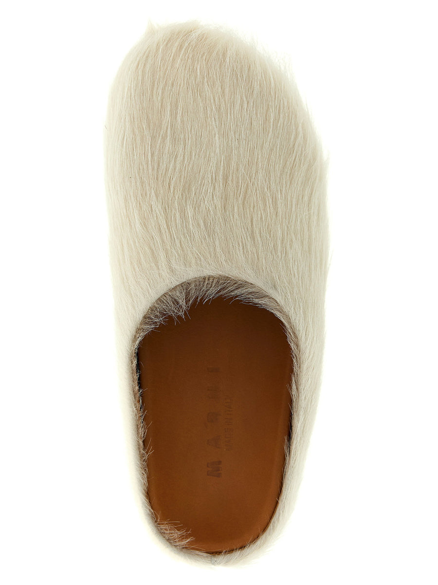 Marni Fussbett Sabots For Men Luxury White Calfskin Leather Insole Knurled Sole