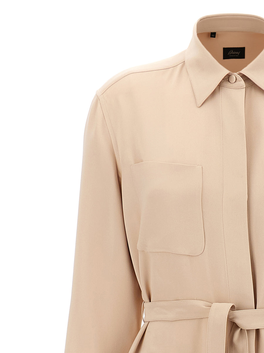 Brioni Silk Workwear Dress For Women Luxurious 100 Percent Silk Chemisier Versatile Day To Night