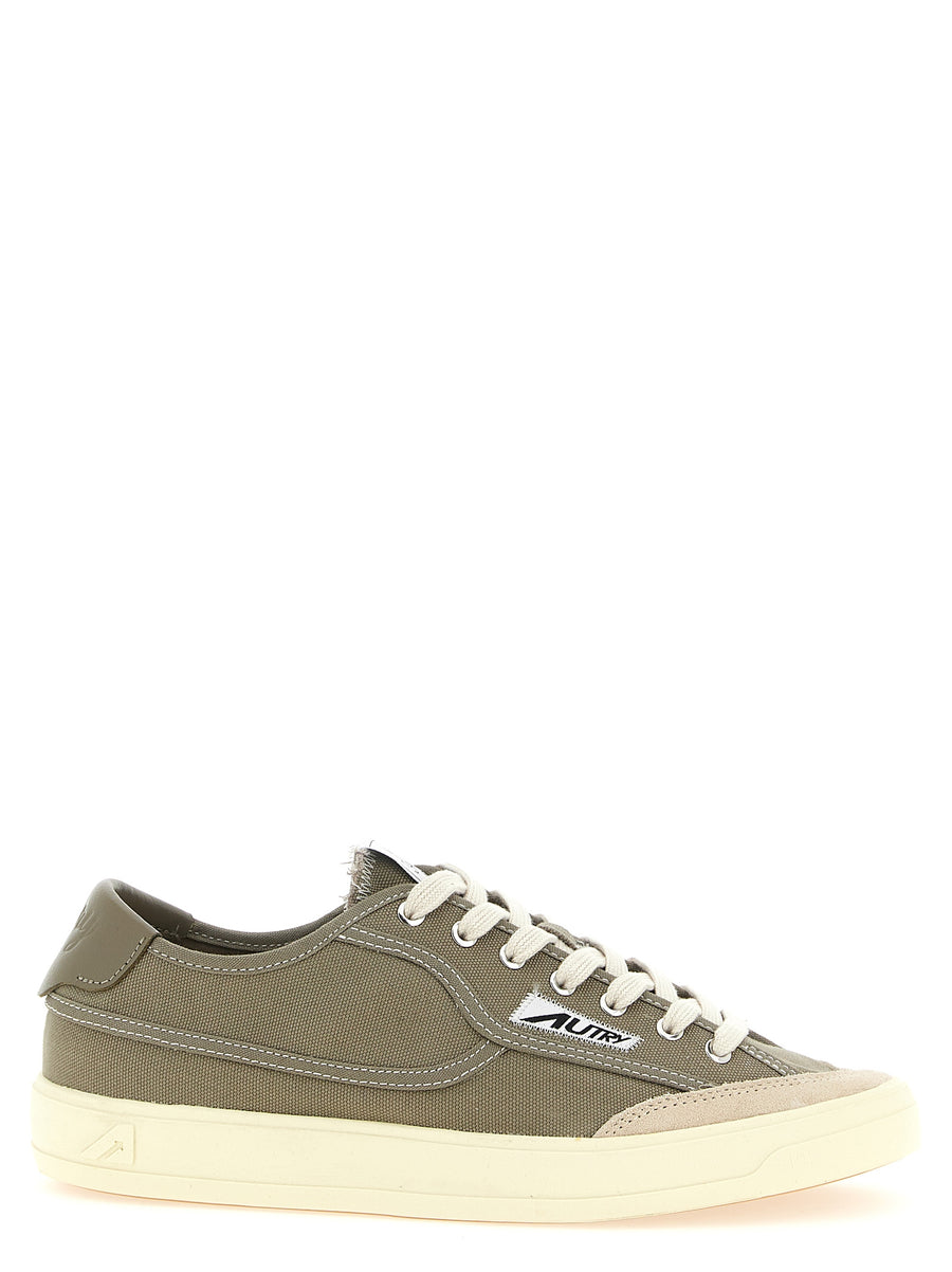 Autry Windscape Low Sneakers For Men Green Canvas Leather Upper Versatile All-Day Comfort