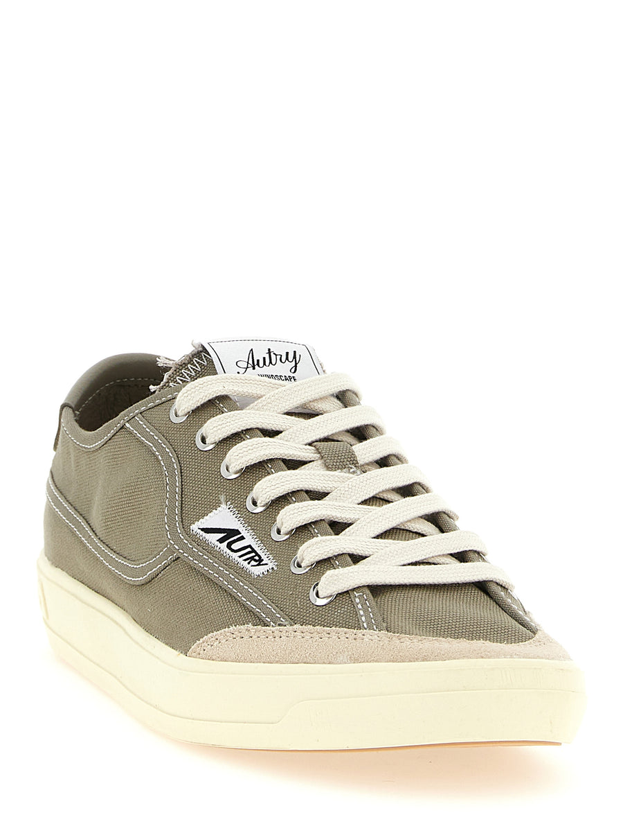 Autry Windscape Low Sneakers For Men Green Canvas Leather Upper Versatile All-Day Comfort