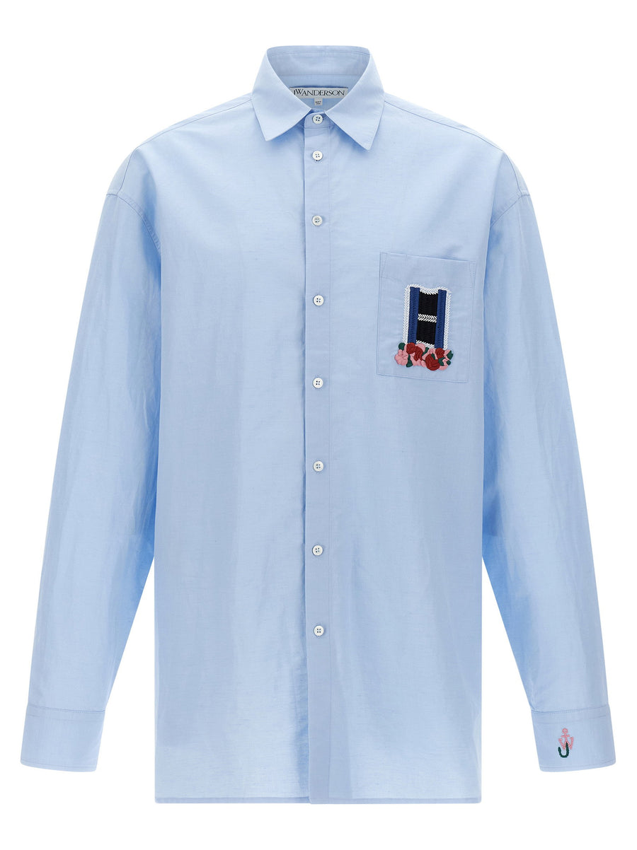 J.W. Anderson Window Shirt Breathable Linen Cotton Blend For Modern Men Luxurious Light Blue