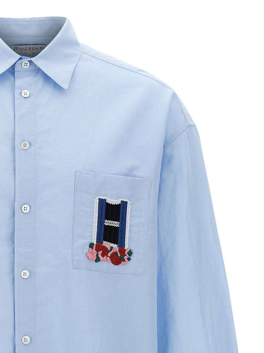 J.W. Anderson Window Shirt Breathable Linen Cotton Blend For Modern Men Luxurious Light Blue
