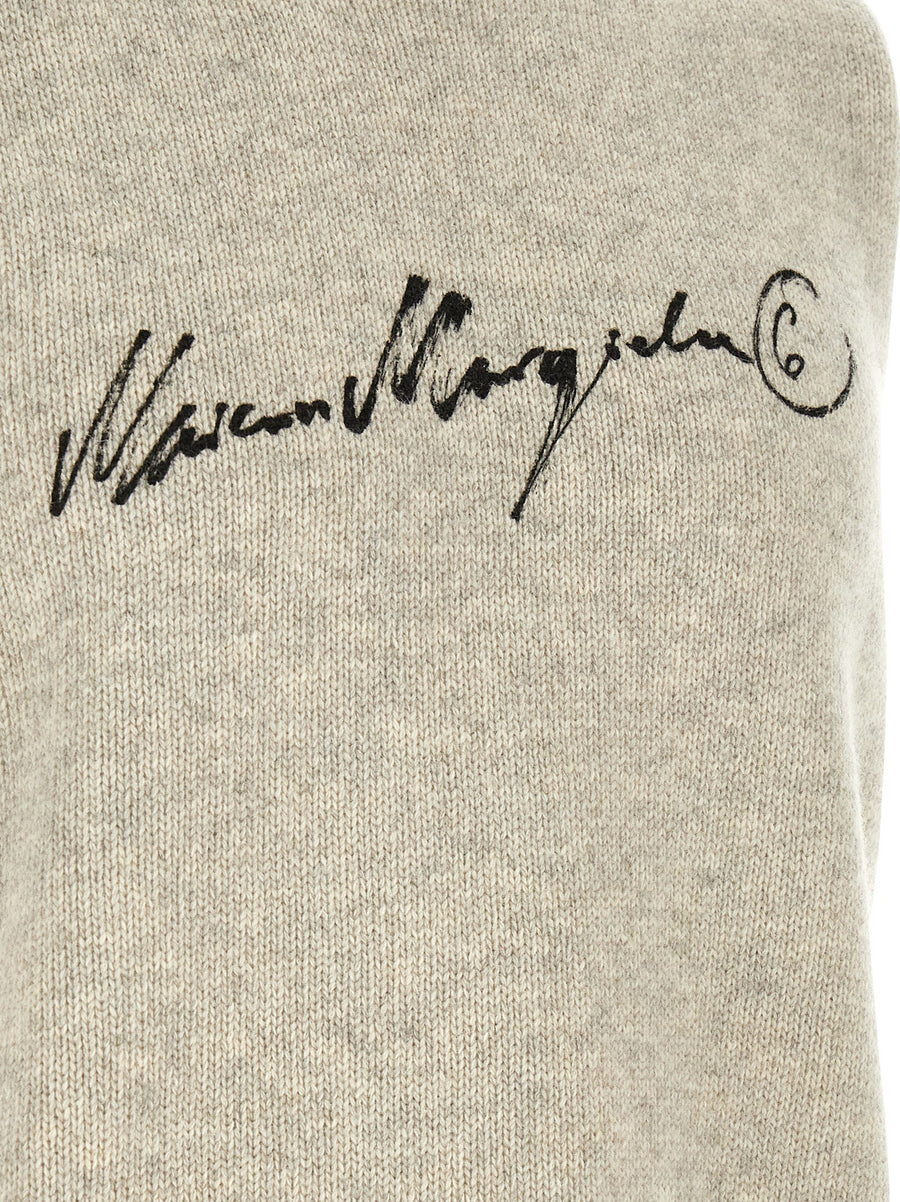 Mm6 Maison Margiela Gray Wool Blend Vest With Ribbed Trim