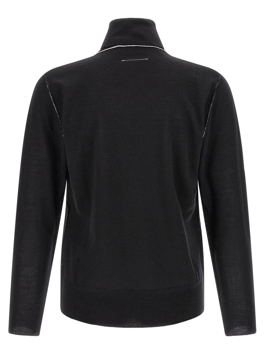 Mm6 Maison Margiela Turtleneck Sweater With Contrast Stitching