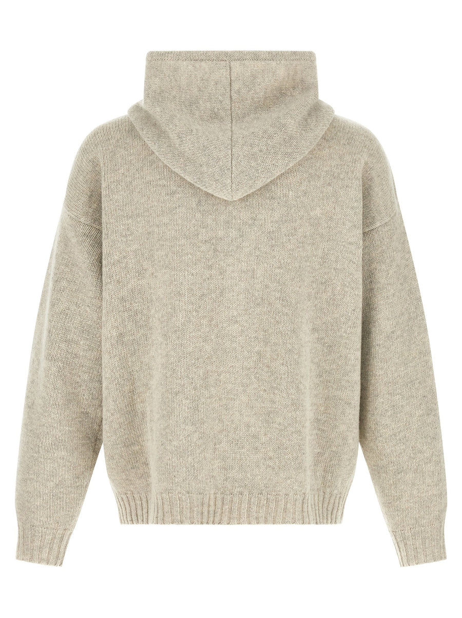 MM6 Maison Margiela Hooded Wool Blend Sweater Gray Oversized For Men