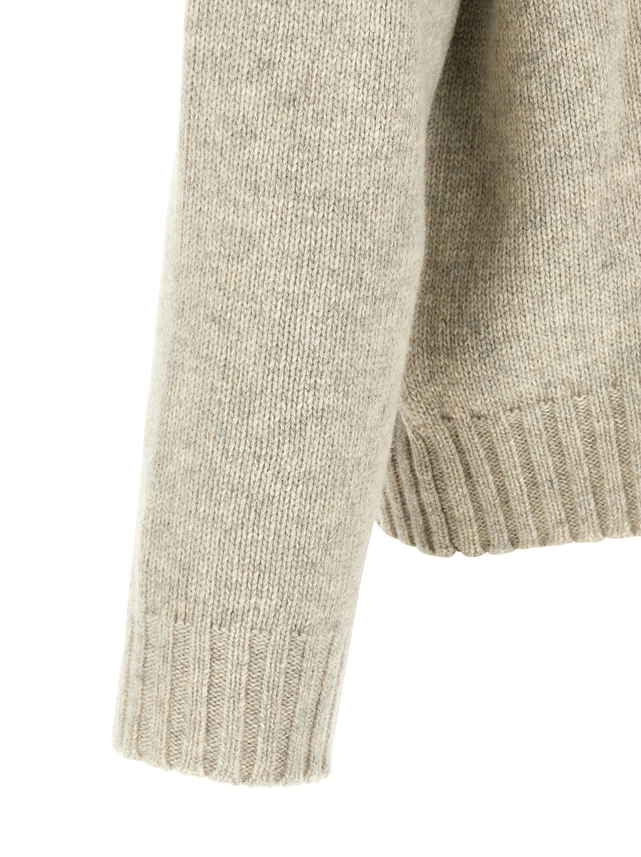 MM6 Maison Margiela Hooded Wool Blend Sweater Gray Oversized For Men