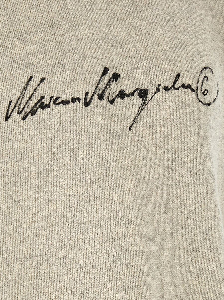 MM6 Maison Margiela Hooded Wool Blend Sweater Gray Oversized For Men