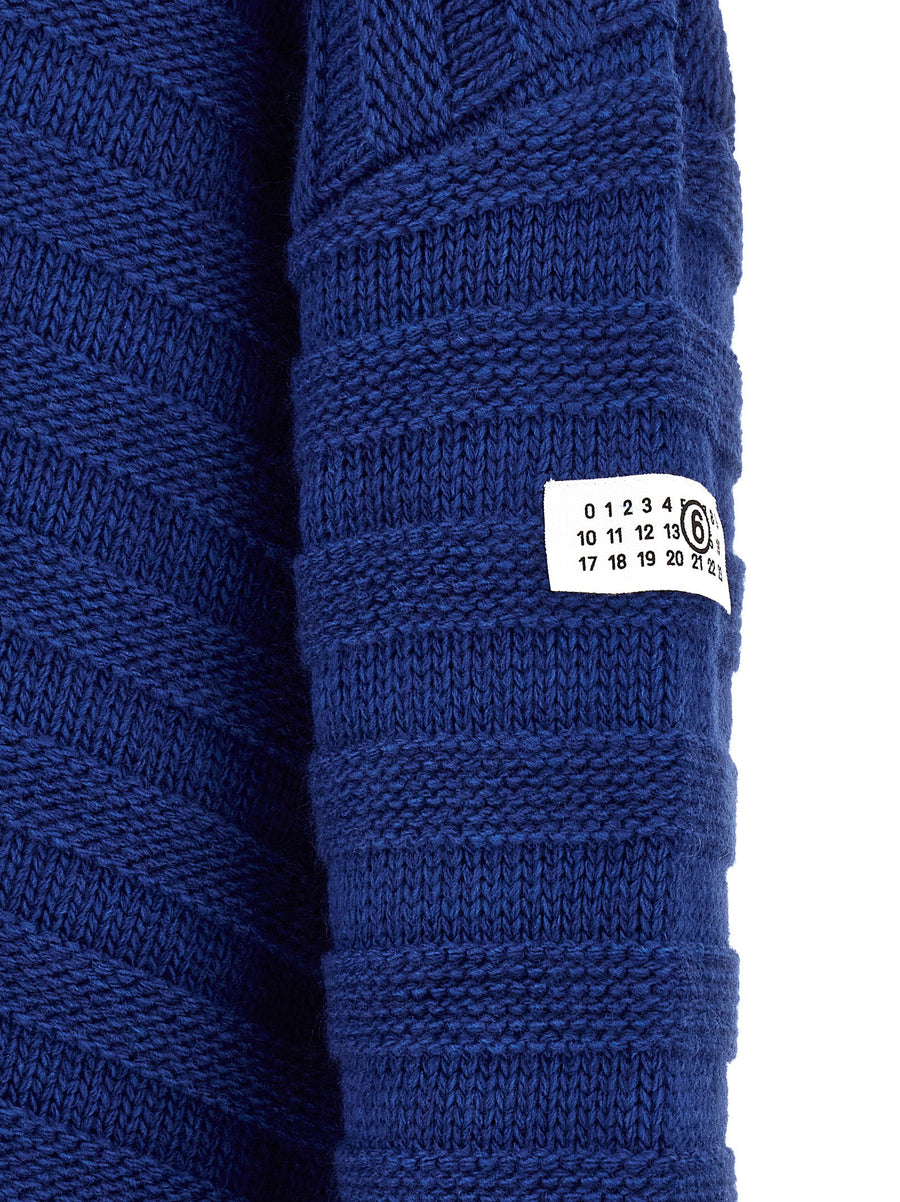 Mm6 Maison Margiela Distressed Wool Cardigan Oversized in Blue