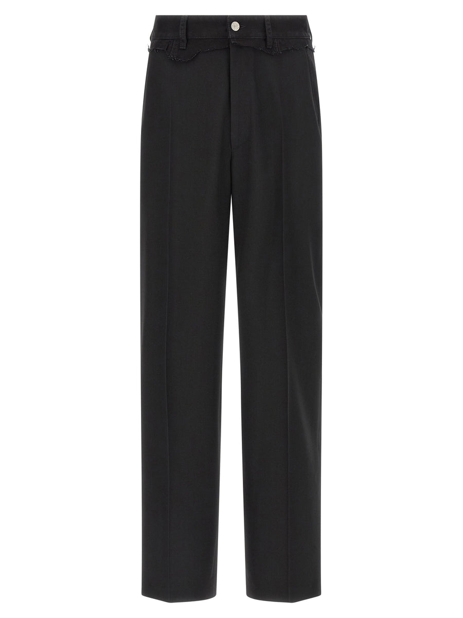 Denim Insert Pants MM6 Maison Margiela For Women Hybrid Wool Tailored Wide Leg Style