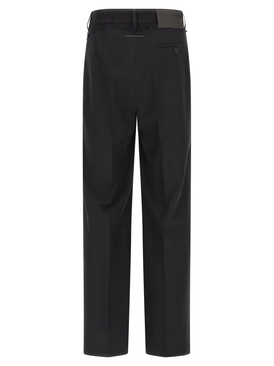Denim Insert Pants MM6 Maison Margiela For Women Hybrid Wool Tailored Wide Leg Style