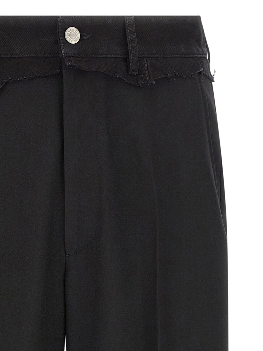 Denim Insert Pants MM6 Maison Margiela For Women Hybrid Wool Tailored Wide Leg Style
