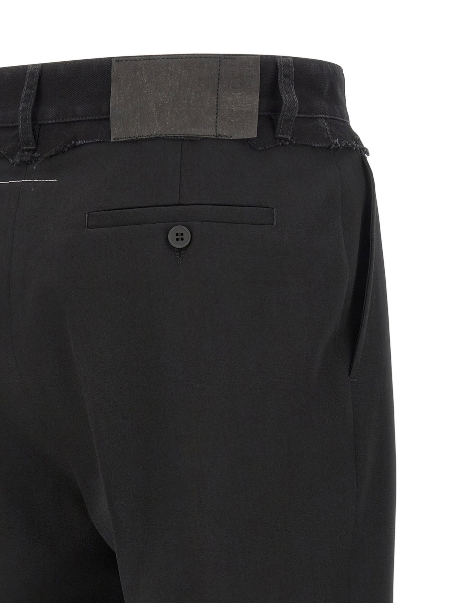 Denim Insert Pants MM6 Maison Margiela For Women Hybrid Wool Tailored Wide Leg Style