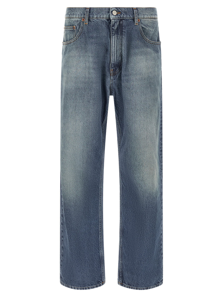 MM6 Maison Margiela Straight Leg Jeans 100 Percent Cotton Blue Wash For Men